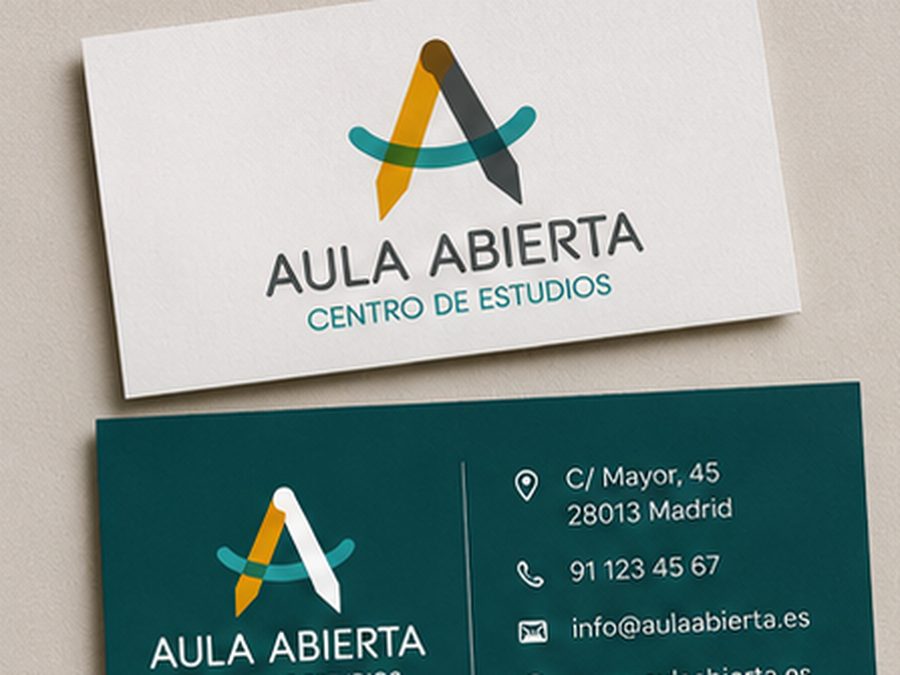 Tarjetas de visita de Aula Abierta diseñadas por MarkArte