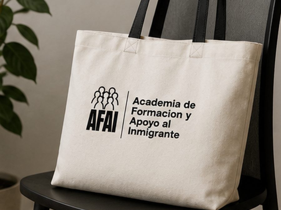 Bolsa de tela con la imagen corporativa de AFAI