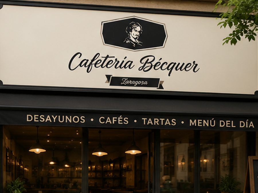 Rótulo de fachada de Cafetería Bécquer