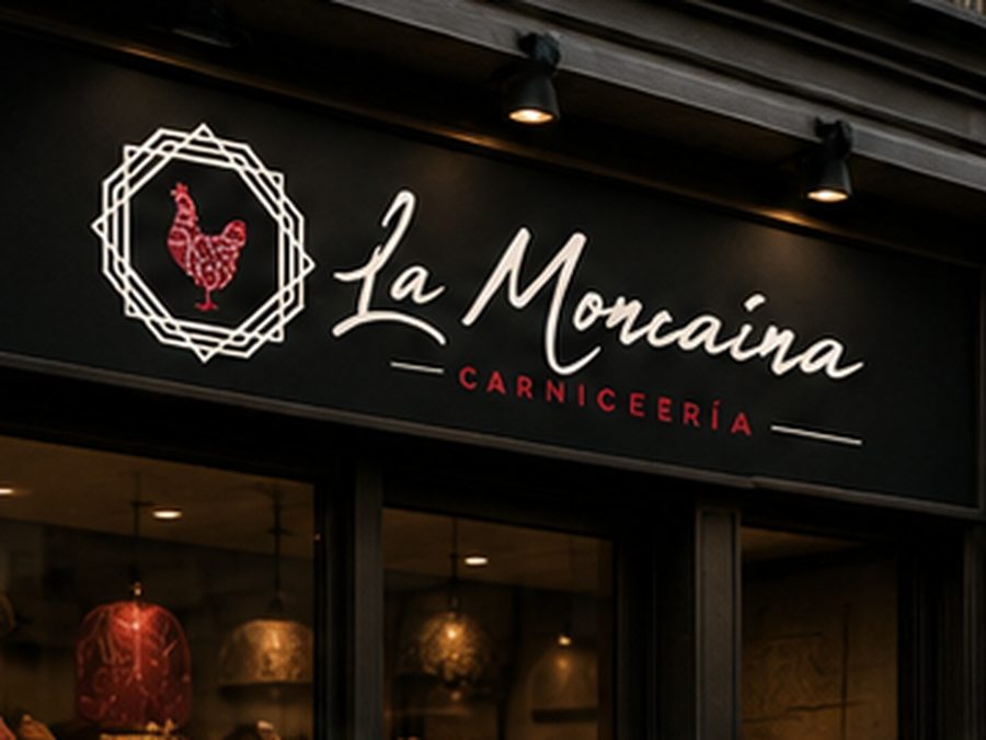 Rótulo de fachada de La Moncaina Carnicería